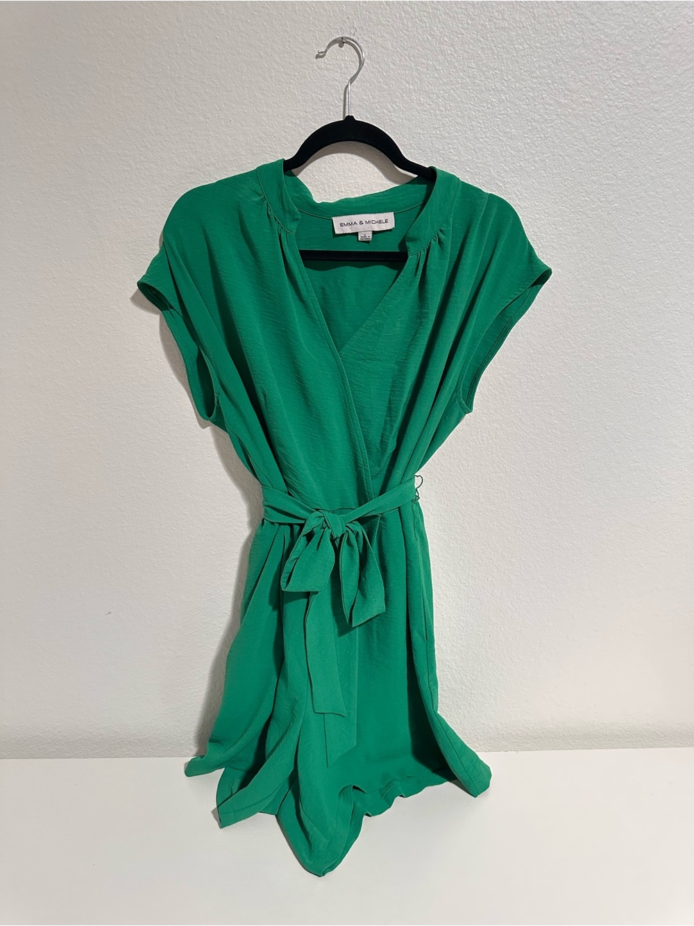 Green Wrap-Style Shorts Romper